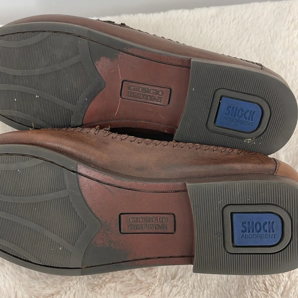 GIORGIO BRUTINI MENS SIZE 12M Brown Leather Tassel Loafers
